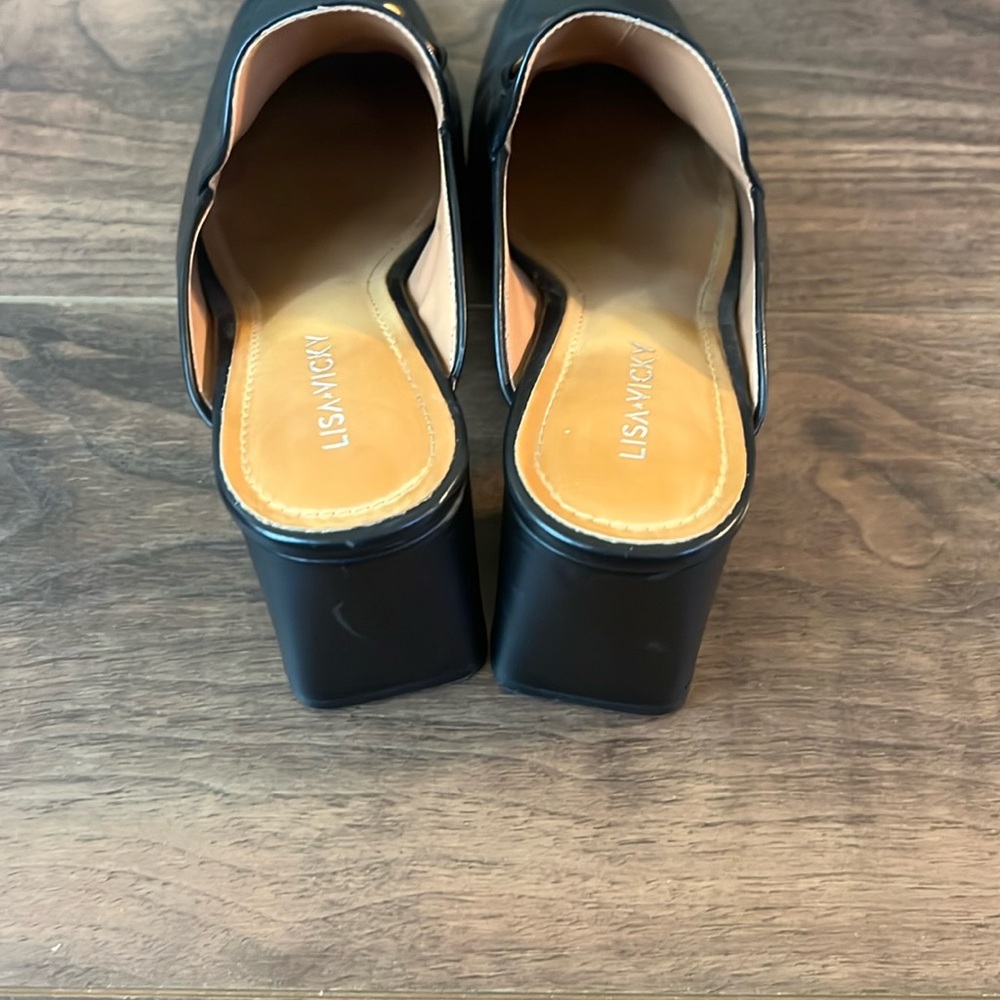 Lisa Vicky Black Leather Mules - Picture 3 of 4
